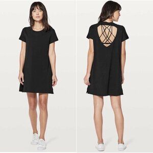 Lululemon womens tee dress Day Tripper Back Cut Out Dress in Black Size small